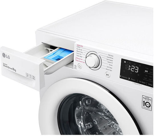 LG Пералня Инверторен пряко 8кг с Парна Технология 1400 Оборота AI DD F4WV308S3U