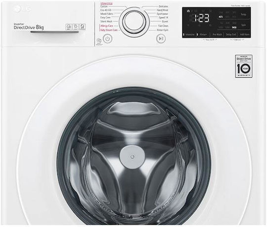 LG Пералня Инверторен пряко 8кг с Парна Технология 1400 Оборота AI DD F4WV308S3U