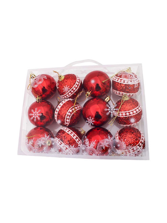 Christmas Set Ornaments Red 5.5cm 12pcs