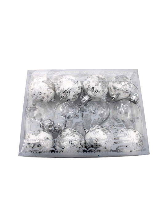 Christmas Set Ornaments White 5.5cm 12pcs