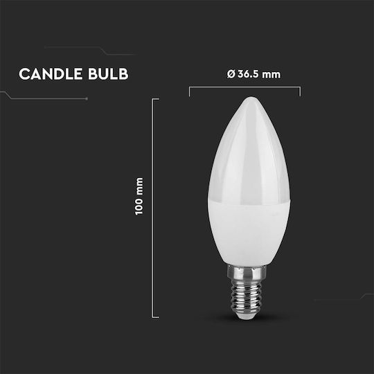 V-TAC Vt-268 LED Bulb 6.5W 102mm for Socket E14 Natural White 600lm