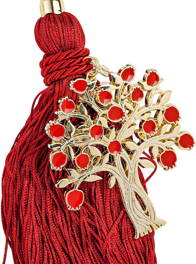 Kiriakos Gofas Hanging Lucky Charm Little Tree Red made of Metal 7.5x37cm 1pcs