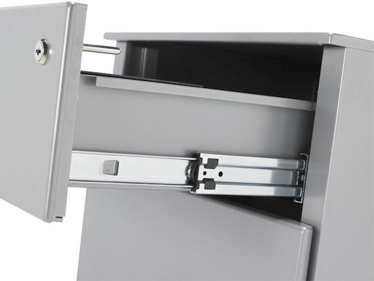 Office Storage Metal Drawer with Wheels, Lock & 3 Drawers Black Velvet-Black Metal L42xW58xH53.5cm