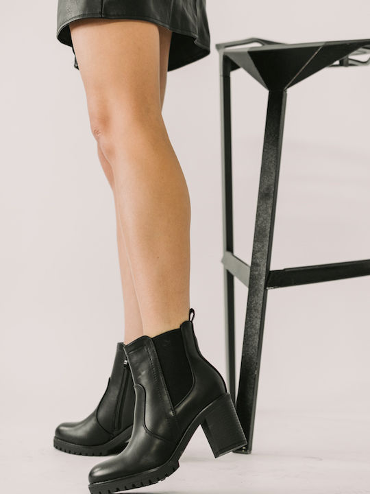 Plato Women's Chelsea Boots with High Heel Black