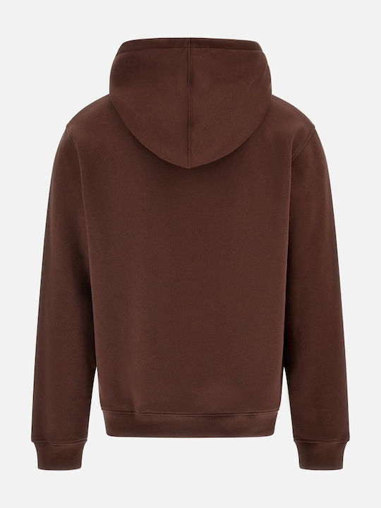 Guess Men's Sweatshirt with Hood & Pockets Brown