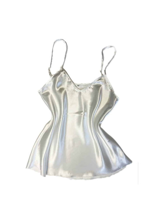 Topaki Winter Satin Braut Babydoll White