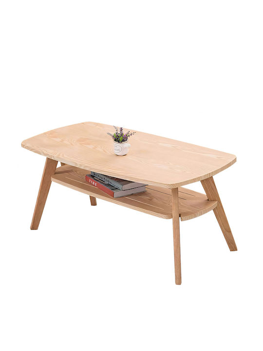 Rectangular Coffee Table Khobi Wooden Natural L100xW48xH45cm