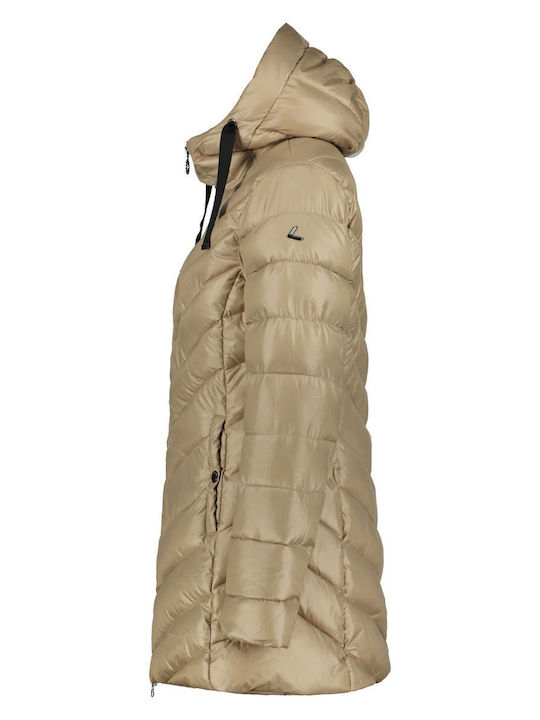 Luhta Women's Short Puffer Jacket for Winter with Hood Gold