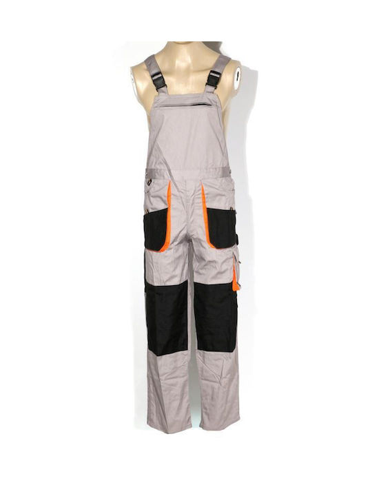 Fageo Φόρμα Εργασίας με Τιράντες Βαμβακερή Γκρι