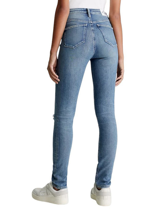 Calvin Klein Femei Talie înaltă Tesatura Pantaloni cu Croială Skinny Blue