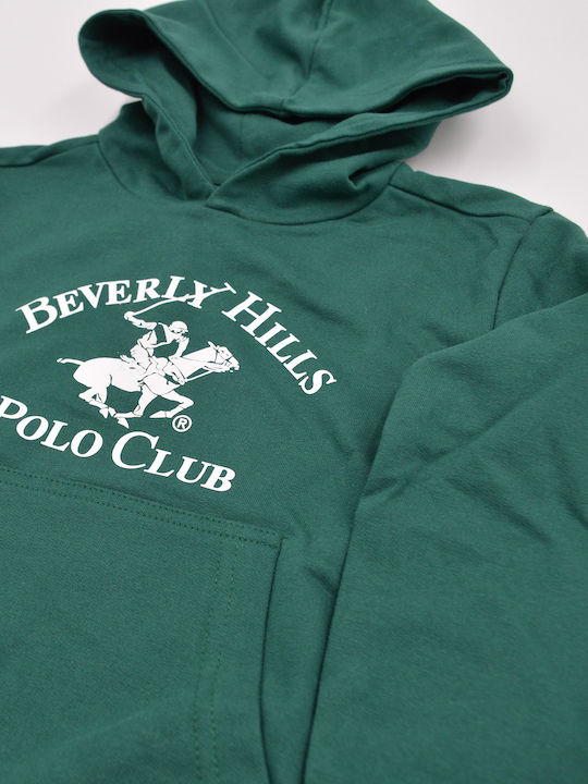 Beverly Hills Polo Club Kids Sweatshirt with Hood and Pocket Green