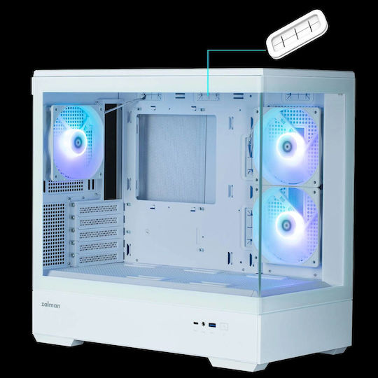 Zalman P30 Gaming Mini Tower Κουτί Υπολογιστή με Πλαϊνό Παράθυρο Λευκό