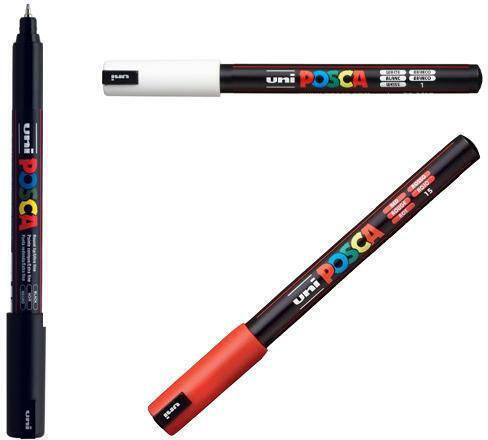 Posca Pc-1mr Μαρκαδόροι Σχεδίου Σετ 3 χρώματα