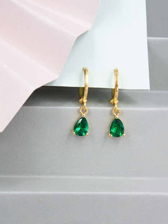 LifeLikes Earrings Hoops Gold Plated with Stones