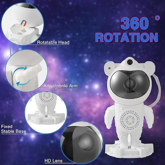 Factory Led Παιδικό Φωτιστικό Projector με Προβολή Αστεριών Λευκό