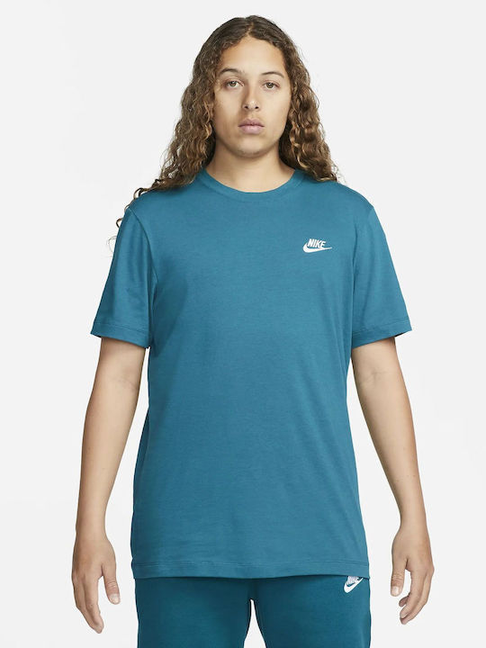 Nike Sportswear Club Ανδρικό Αθλητικό T-shirt Κοντομάνικο Γαλάζιο