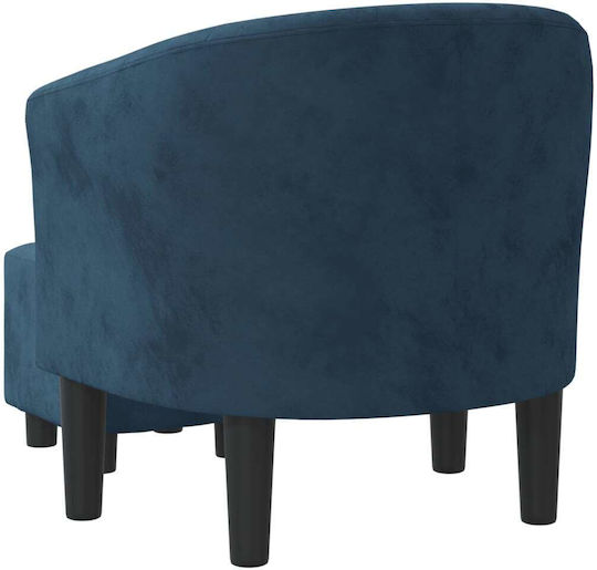 Барел Фотьойл С поставка за крака Кадифен Dark Blue 70x56x68см