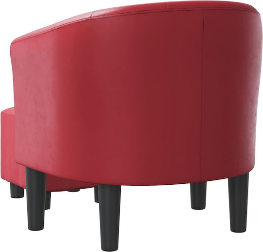 Barrel Sessel mit Fußhocker aus Kunstleder Bordeaux 70x56x68cm