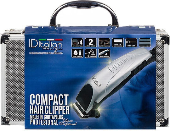 ID Italian Compact Επαγγελματική Κουρευτική Μηχανή Ρεύματος Ασημί