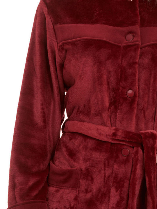 Primavera Χειμερινή Γυναικεία Fleece Ρόμπα Μπορντό Primavera Χειμερινή Γυναικεία Fleece Ρόμπα Μπορντό