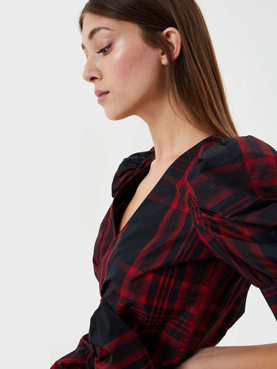 Liu Jo Women's Blouse Short Sleeve Checked Black/Red.