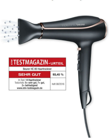 Beurer HC 80 Ionic Hair Dryer with Diffuser 2200W