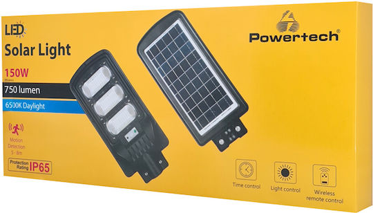 Powertech Waterproof Solar LED Flood Light 150W Cold White 6500K with Motion Sensor and Remote Control IP65