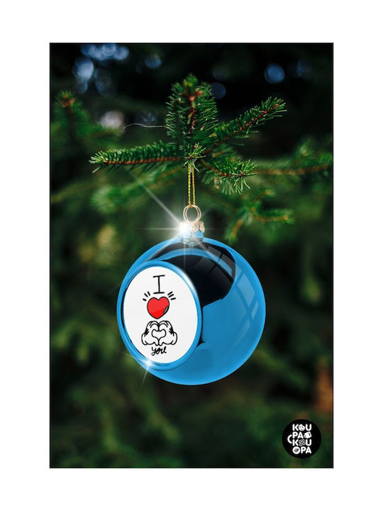 Christmas Plastic Ball Ornament Blue 8cm