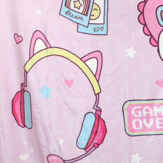 Κουβέρτα Fleece Gamer Girl Ροζ 130x170εκ.