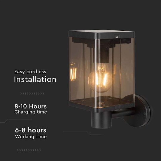 V-TAC Wall Mounted Solar Light 1.8W 100lm Warm White 3000K with Motion Sensor IP54 12cmx18.5cmx26cmcm
