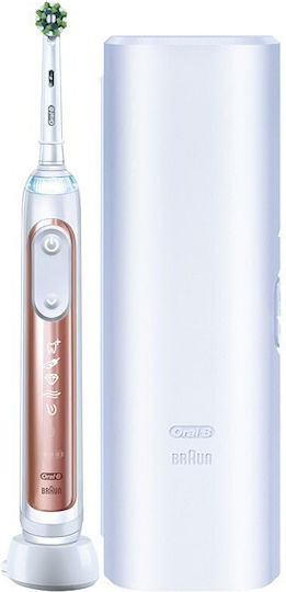 Oral-B Genius X Elektrische Zahnbürste mit Timer, Drucksensor und Reisetasche Rose Gold