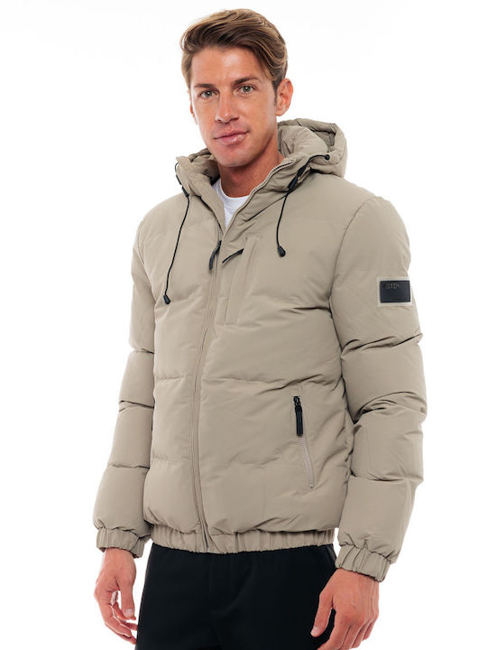 Biston Herren Winter Jacke Lässig Beige