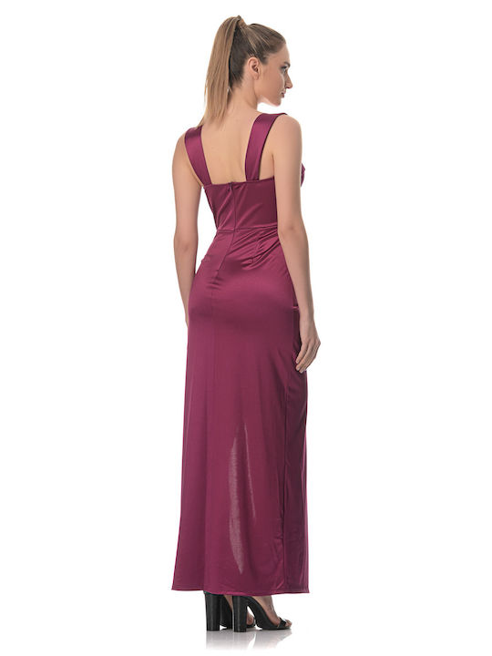 Sushi's Closet Maxi Evening Dress Satin with Slit Purple