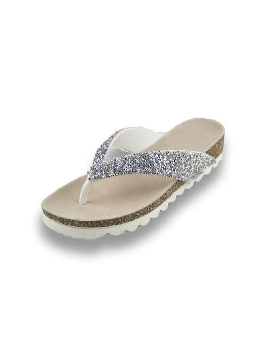 Sunshine Damen Flache Sandalen Anatomisch in Silber Farbe