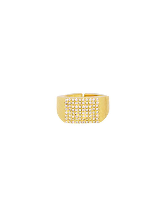 Excite-Fashion Women's Gold Plated Silver Ring Chevalier with Zircon