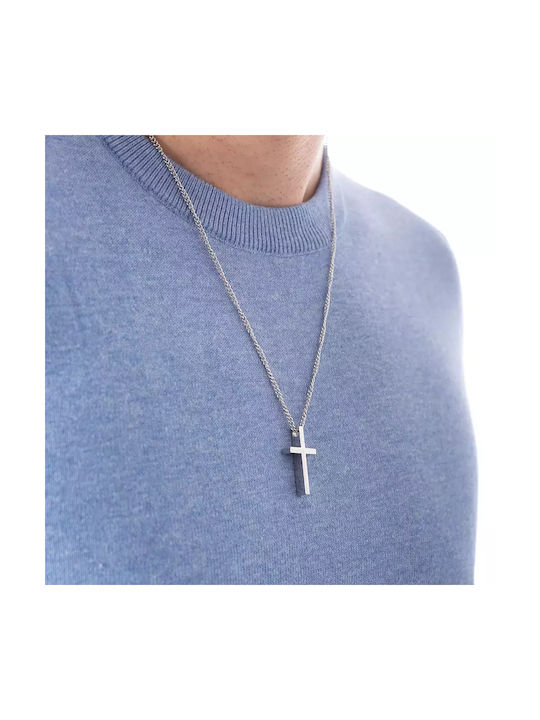 Oxzen Herren Kreuz aus Stahl mit Kette