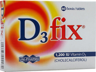 Uni-Pharma D3 Fix Vitamina pentru Întărirea Sistemului Imunitar 1200iu Vitamina D3 60 file