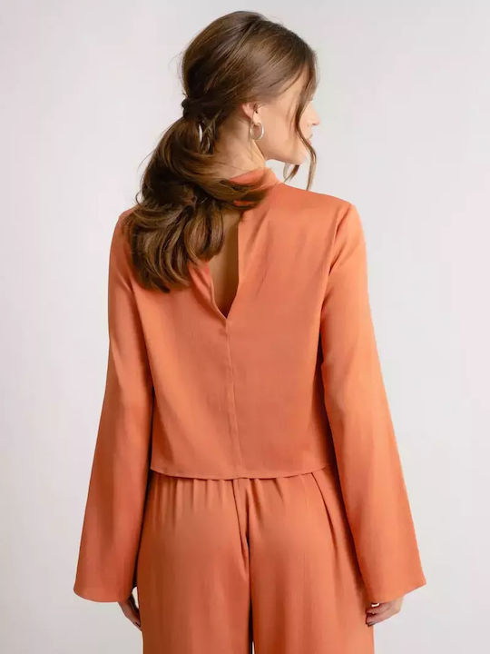 Women's Blouse Long Sleeve Rust.