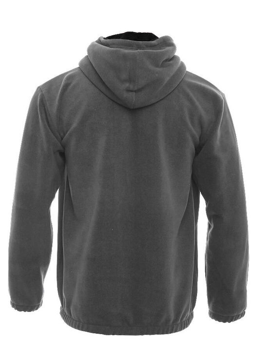 Men's Fleece Jacket Hooded Gray