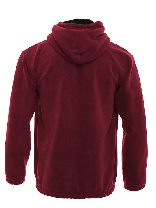 Herren Fleecejacke mit Kapuzen Burgundisch