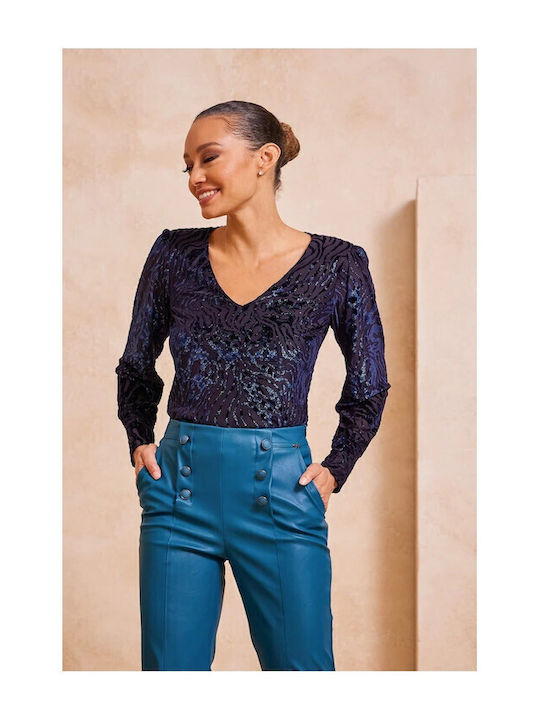 Yasmine Bluza Damă Mânecă Lungă Albastră