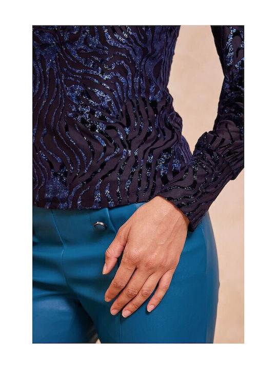 Yasmine Bluza Damă Mânecă Lungă Albastră