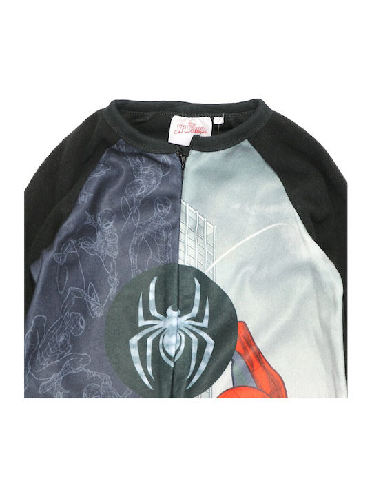 Marvel Παιδική Πιτζάμα Ολόσωμη Χειμωνιάτικη Fleece Μαύρο
