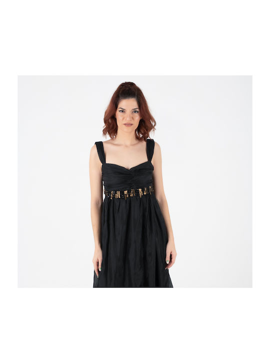 Fullah Sugah Midi Dress with Ruffle Black.