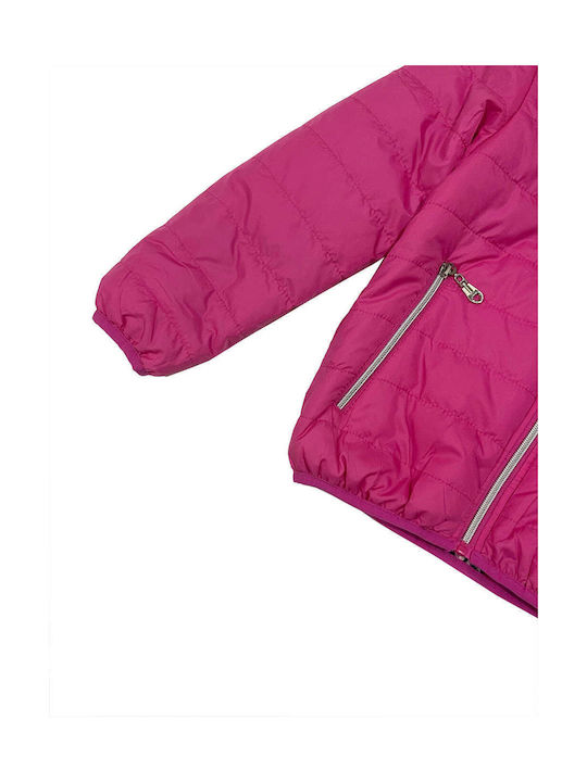 Ustyle Kids Quilted Jacket Double Sided with Hood Fuchsia