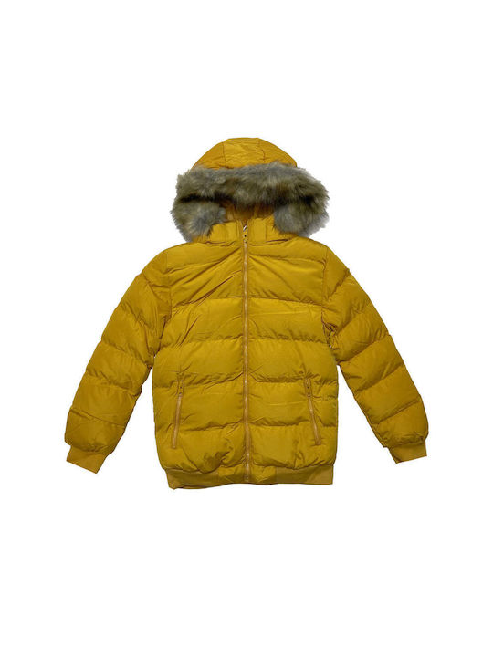 Ustyle Kids Casual Jacket with Lining & Hood Yellow.