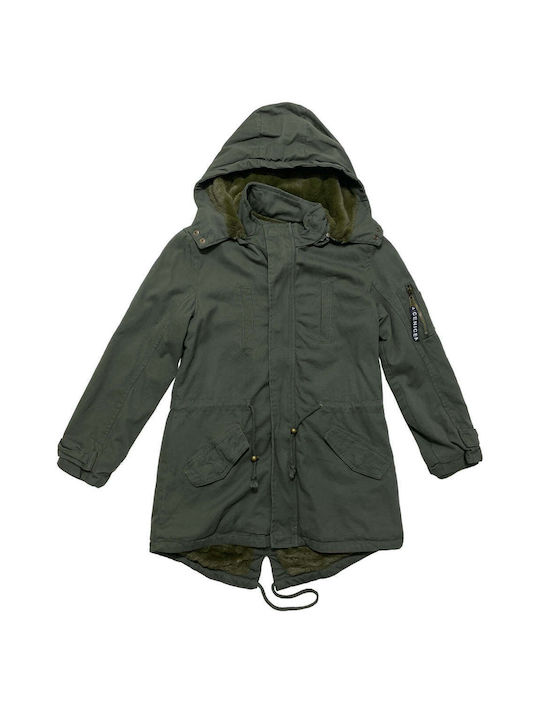 Ustyle Kids Parka Long with Lining & Hood Haki.