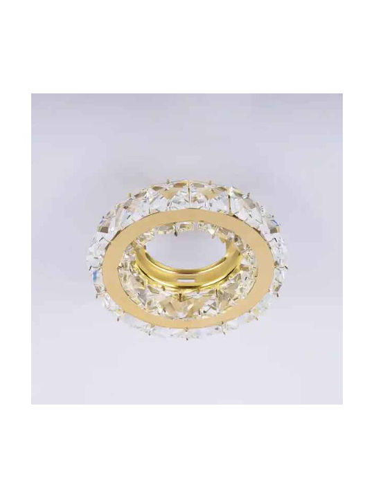 Round Crystalline Recessed Spot with Socket GU10 in Gold color