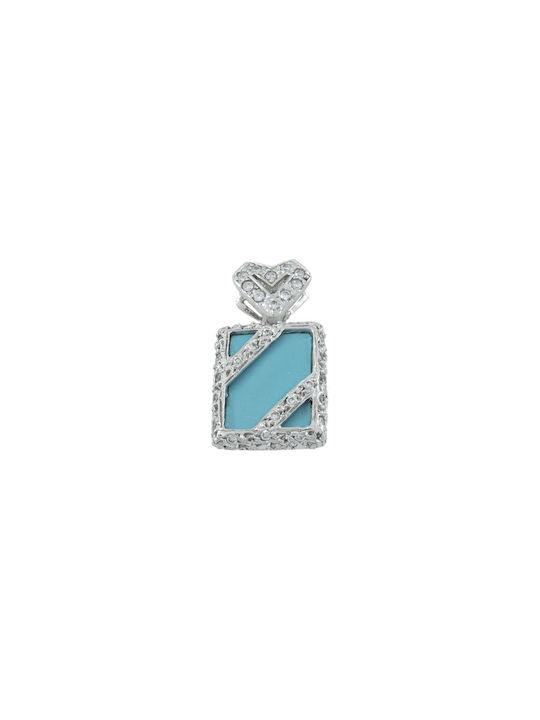 Charm from White Gold 14K with Zircon