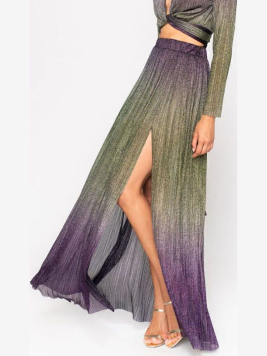 Hoch tailliert Maxi Rock Polka Dot Lila
